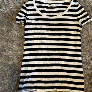 Merona Black and White Striped Short Sleeve Tee